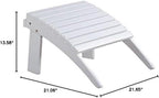 Outdoor Ottoman, Solid Wood and Acacia, White Finish, 21.6" W x 21.06" D x 13.7" H, Sturdy Transitional Patio Footrest, Ideal for Adirondack Chair or Outdoor Furniture Use