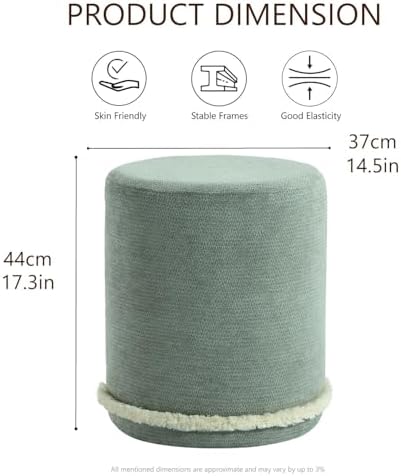 Get Set Style Modern Round Ottoman with Soft Padded Seat, Multifunctional Vanity Chairs for Makeup, Upholstered Footrest Stool Ottoman Foot Stool for Living Room, Bedroom