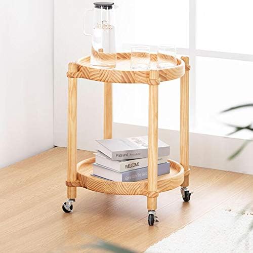 Telephone Table, Solid Wood Storage Rack,2-Tier Pallet Side Table,Outdoor & Indoor Drink Snack Coffee Table Telephone Table,2 Colors(Wood Color-16.53 * 16.53 * 21.65in