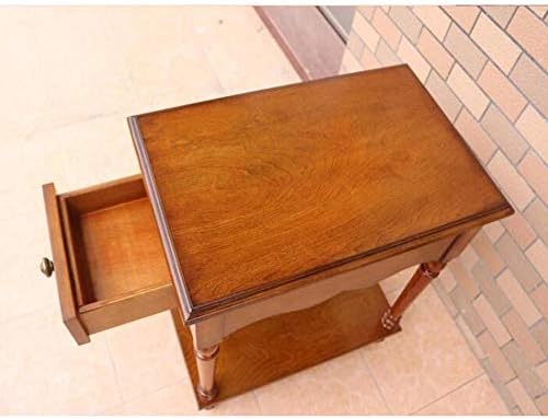 Telephone Table, European Style Sofa Side Table,Square Telephone Table,Living Room Side Cabinet,Nightstand with Drawer,End Table(Brown)(Color:Walnut Color,Size:22.0414.17