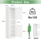 Ckzbx Tall Narrow Storage Cabinet 66.93" H Tall Bathroom Cabinets Metal Pantry Cabinet, 4 Adjustable Shelves for Kitchen, Home Office, Living Room, Dinning Room (16 inches Wide White)