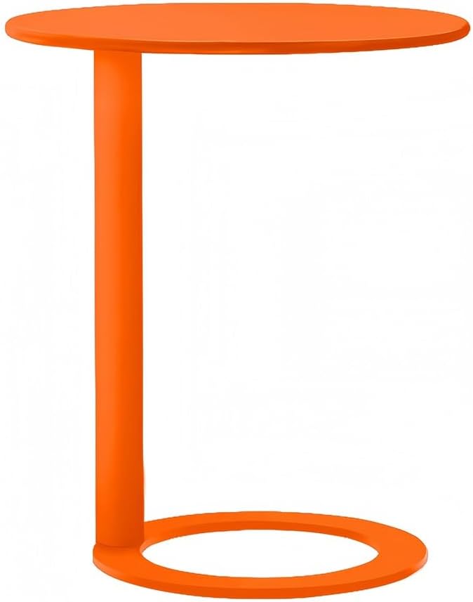 C-Shaped Round Side Table for Living Room, Bedroom, and Office - Metal Coffee and Bedside Table (Orange, 18.9 * 18.9 * 27.2in)