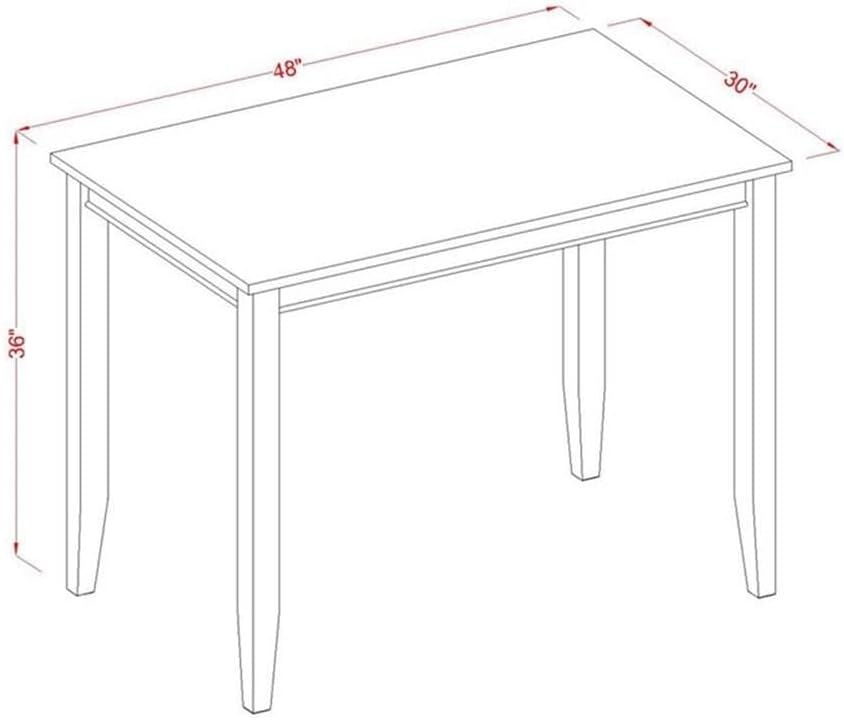 East West Furniture BUT-BLK-T Buckland Rectangle Counter Height Table for Small Spaces, 30x48 Inch, Black