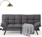 Opoiar Futon Sofa Bed Convertible Memory Foam Couch Bed, Modern Sleeper Sofa with Adjustable Armrests&Backrests, Christmas Futon Sets for Compact Living Spaces Office Dorm Bonus Room,Grey