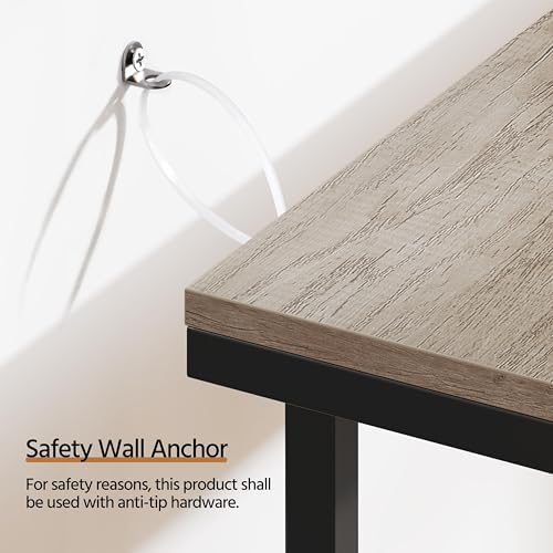 Yaheetech 63" Narrow Console Table Behind Couch & Entryway, Gray | Slim Sofa & Hallway Table, Metal Frame, Engineered Wood Top, Holds Lamps & Plants, Wall Anchors & Adjustable Feet, Easy Setup