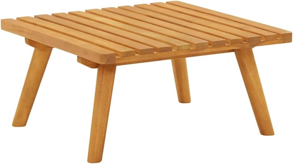 Solid Acacia Wood Footrest with Cushion 23.6x23.6x11.4 Inches, Garden Patio Ottoman for Outdoor Use, Easy Assembly