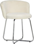 Hillsdale, Marisol Round Metal and Upholstered Vanity Stool with Scoop Back for Makeup Room or Bathroom, Off-White