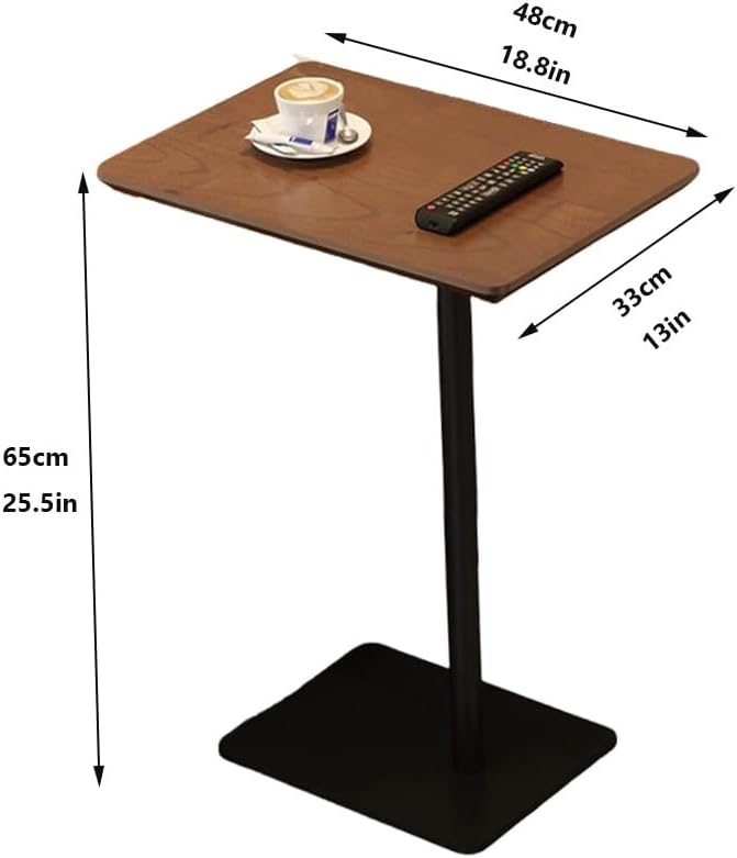 C Shaped End Table, Solid Wood Side Table, 26 Inch High Sofa Tables for Couch for Living Room, Bedroom, Small Space Small Snack C Tables (Rectangle)