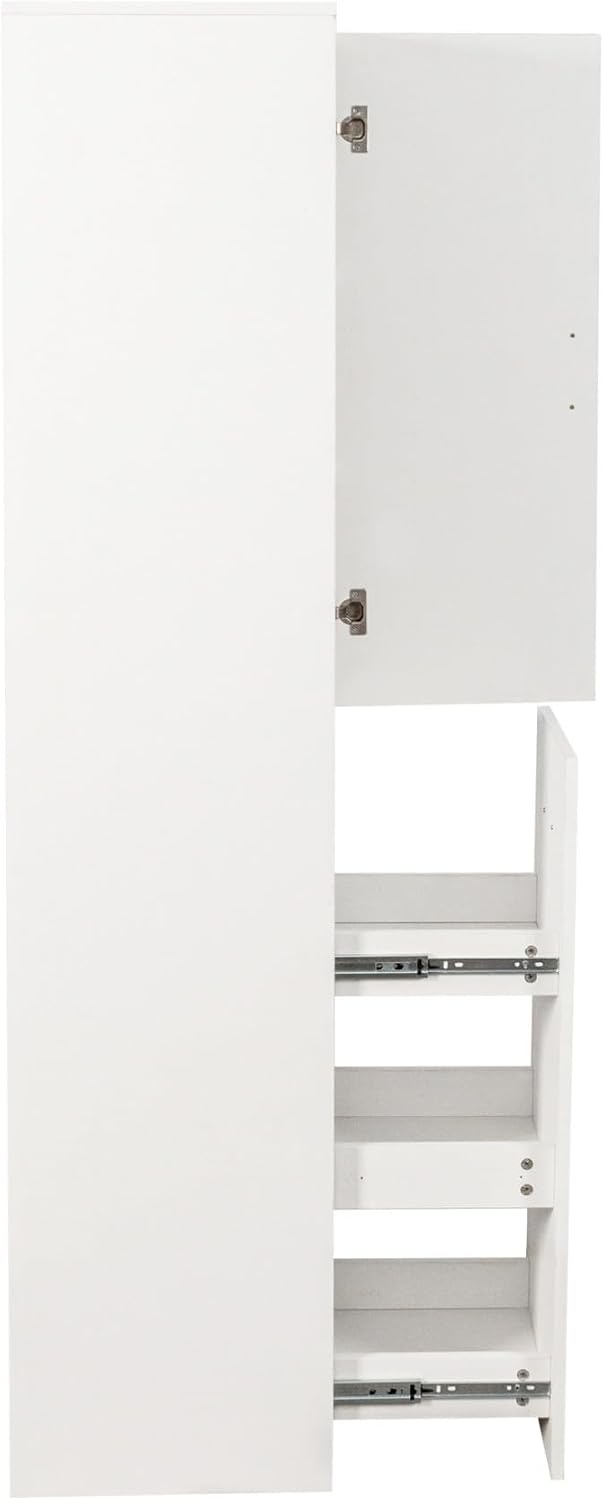KEIKI Pull-Out Kitchen Pantry Storage Cabinet with Multi-Tier Shelf, Spice Rack Next to Fridge, Freestanding Wood Cabinet Hutch Food Pantries Cupboard for Dining Room, Narrow Spaces