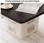 Black Floor Table with Storage - Heavy Duty Sofa Side Table, Low Accent End Table for Living Room & Balcony, Stylish & Functional Storage Solution