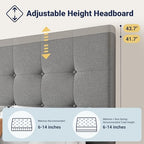 Allewie King Size Storage Bed Frame with 4 Underbed Drawers, Light Grey