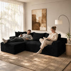 108" Modular Sectional Cloud Couch for Living Room Deep Seat L Shapes Couch with Oversized Chaise Lounge, Comfy Memory Foam Flannel Fabric Sofa for Bedroom Apartment, No Assembly Required