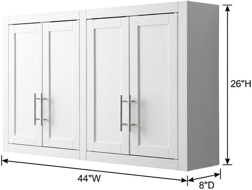 Furnifact White 2-Piece Wall Kitchen Cabinet Set, MDF Birch Veneer, Floating Mounted Kitchen Storage, Pantry Wall Organizer