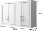 Furnifact White 2-Piece Wall Kitchen Cabinet Set, MDF Birch Veneer, Floating Mounted Kitchen Storage, Pantry Wall Organizer