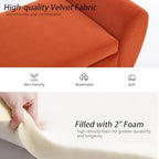 56" Storage Bench for Bedroom King Size Bed, Gold Legs, Velvet Orange