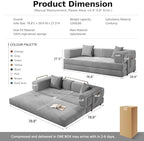 MoonSpeak 78.8'' Futon Sofa Bed, Couches for Living Room | Corduroy Convertible Futon Sofa Bed with Storage Pocket, Modular Sleeper Couch in a Box, No Assembly (Gray)