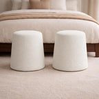 HomePop Organic Shape Ottoman (No Lid, Seat Only) | HomePop Home Décor | Round Pouf Foot Rest – Cream Boucle