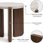 HOMPUS Modern Coffee Table Set of 2, Round Faux Marble Coffee Table and End Table Set, Farmhouse Living Room Table Set with Wooden Legs for Apartment, Small Space, Home Office