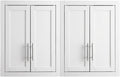 Furnifact White 2-Piece Wall Kitchen Cabinet Set, MDF Birch Veneer, Floating Mounted Kitchen Storage, Pantry Wall Organizer
