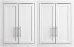 Furnifact White 2-Piece Wall Kitchen Cabinet Set, MDF Birch Veneer, Floating Mounted Kitchen Storage, Pantry Wall Organizer