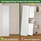 Ckzbx Tall Narrow Storage Cabinet 66.93" H Tall Bathroom Cabinets Metal Pantry Cabinet, 4 Adjustable Shelves for Kitchen, Home Office, Living Room, Dinning Room (16 inches Wide White)