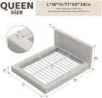 RECCI AirFrame Queen Upholstered Bed Frame with Plush Padded Headboard