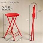 Lavish Home Folding Stool with Padded Backless Seat Set of 4, Red, 24” | Counter Height Bar Stools with 225lb Capacity, Portable Indoor & Outdoor, Extra Seat for Kitchen, Rec Room or Camping