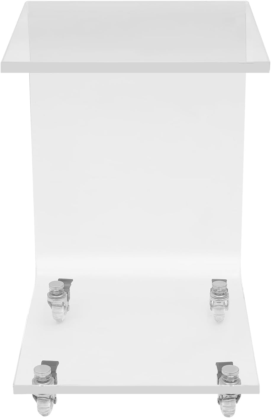 Rolling C-Shaped End Table with 4 Wheel Locking Casters, Modern Clear Acrylic Bedside Sofa Side Table, Mobile Nightstand with 44 lbs Load Capacity, for Living Room, Bedroom