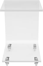Rolling C-Shaped End Table with 4 Wheel Locking Casters, Modern Clear Acrylic Bedside Sofa Side Table, Mobile Nightstand with 44 lbs Load Capacity, for Living Room, Bedroom