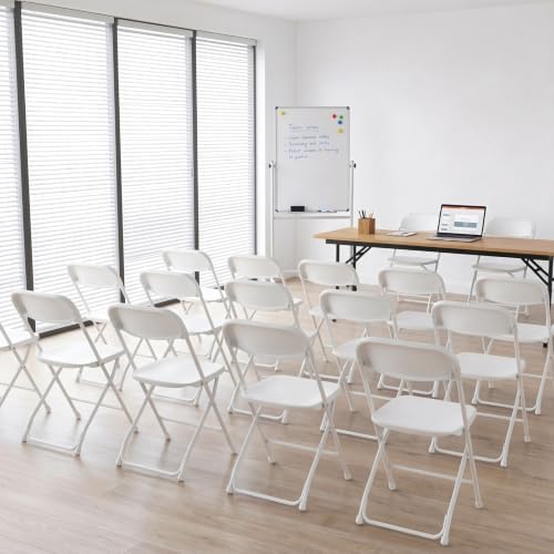 2 Pack Plastic Folding Chairs, Lightweight Stackable Portable Commercial Seat with Steel Frame for Patio, Garden, Picnic, Party, Kitchen, Indoor Outdoor Events