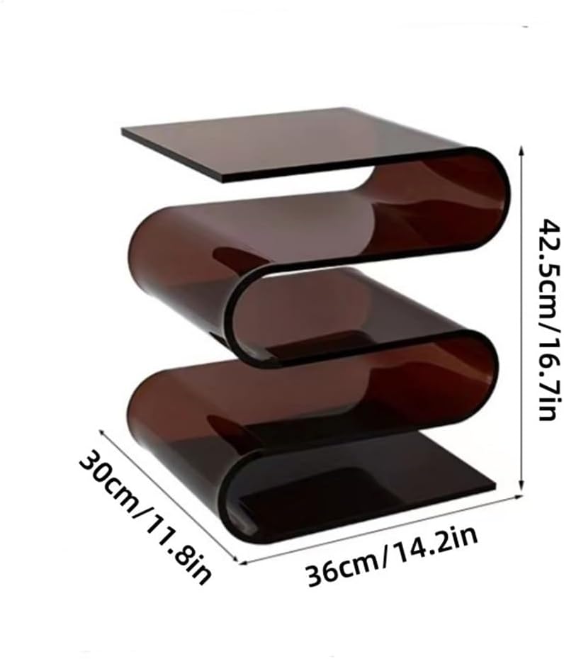Modern Acrylic Side Table, S-Shaped End Table, Minimalist Coffee Table, Nightstand for Living Room, Bedroom, Home Décor, Stylish Acrylic Accent Table, Small Bookshelf(Clear)