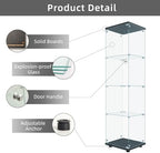 LFT HUIMEI2Y 4-Tier Glass Display Cabinet with Lock, Display Case Black
