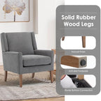 COLAMY Modern Wingback Living Room Chair Set of 2, Upholstered Fabric Accent Armchair, Single Sofa Chair with Lounge Seat and Wood Legs for Bedroom/Office/Reading Spaces, Gery