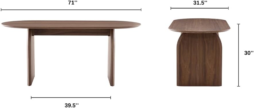 70" Farmhouse Oval Dining Table, Heavy-Duty Wood Dining Room Table for 4-6 Seats, Modern Kitchen Dinner Table & Home Office Desk with Easy-Clean Curved Tabletop, Natural