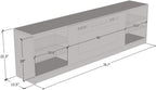 Meble Furniture Boston 01 Electric Fireplace TV Stand — High Gloss Modern Media Console with LED Lights and Storage — Fits TVs up to 90" — White, 79" W