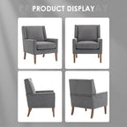 COLAMY Modern Wingback Living Room Chair Set of 2, Upholstered Fabric Accent Armchair, Single Sofa Chair with Lounge Seat and Wood Legs for Bedroom/Office/Reading Spaces, Gery