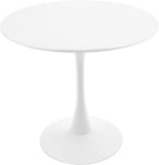 31.5 Inch Round Dining Table for 3 Person, Modern Minimalist Space-Saving Circle Dinner Table with Sturdy Metal Legs, Compact Kitchen & Dining Room Furniture