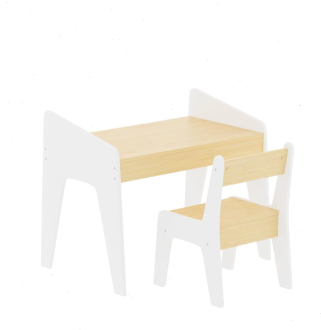 Table and Chair Set for Boys and Girls, Smooth MDF Wood, Scaled-Down Size, Multi-Use Desk for Study, Play & Dining at Home and Classroom, Easy Assembly