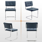 Zesthouse Faux Leather Dining Chairs Set of 6, Industrial Metal Chairs with Stainless Chrome Legs, Mid Century Modern Cesca Chair for Kitchen & Dining Living Room, Upholstered Armless Chair, Blue