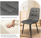 Velvet Dining Chairs Set of 4, Mid Century Upholstered Gray Dining Room Chairs Tufted Upholstered Kitchen Chairs Set of 4 for Dining Room, Bedroom, Living Room, Gray