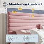 Allewie Full Bed Frame, Velvet Upholstered Bed with Adjustable Headboard