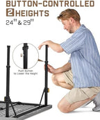 FanttikOutdoor Folding Card Table 34" Square, 2 Heights, Picnic Party Game | Fold-in-Half Utility Plastic Portable Table with Collapsible Legs & Carrying Handle, Heavy Duty, Zeta S4 Pro