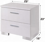 2 Drawers Nightstand with Chrome Legs, White,for Small Spaces