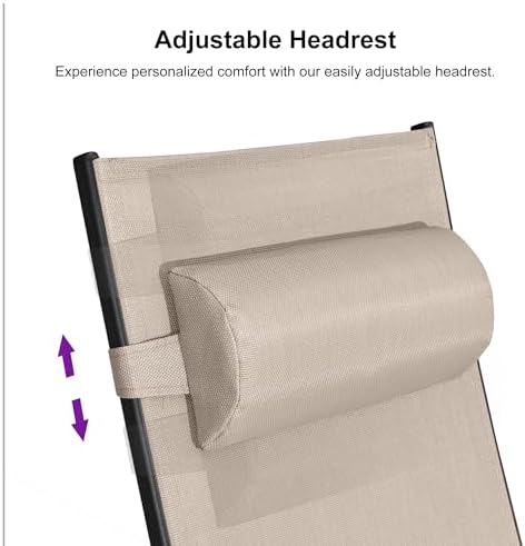 PURPLE LEAF Oversized Pool Chaise Lounge Set Outdoor Lounger Chair, Beige
