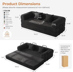 79" Convertible Futon Sofa Bed, Couch for Living Room | Corduroy Loveseat Sleeper Sofa, Modular Futon Couch with Fixed-Shape Frame, Pull Out Couch No Assembly | Black