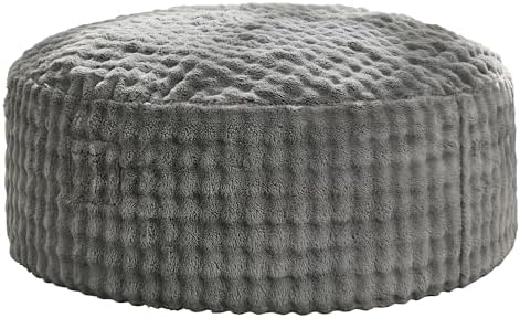 Hobestluk Adults Bean Bag Chair 5FT Big BeanBag Chair Giant Large Oversized | Memory Foam,Washable Cover,Unique Fluffy Bubble,Comfy Big BeanBag with Filling Lounging Gaming Bedroom Living Room | Grey 5FT