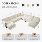 Ihanherry 139" Oversized V-Shaped Modular Sectional Couch, 9-Seater Cloud Sofa with Corner & Movable Ottoman, Large Cushions, Chenille Deep Seat Living Room Furniture Set, Beige