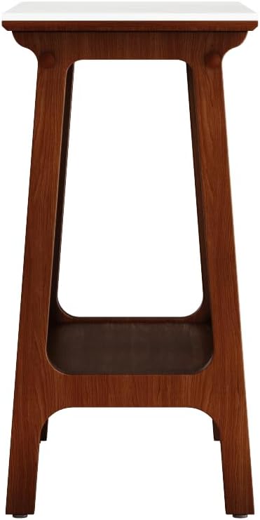 Retro Reddish Brown End Table, Narrow Side Table with Storage Shelf for Small Spaces, Slim Nightstand for Farmhouse Living Room, Entryway
