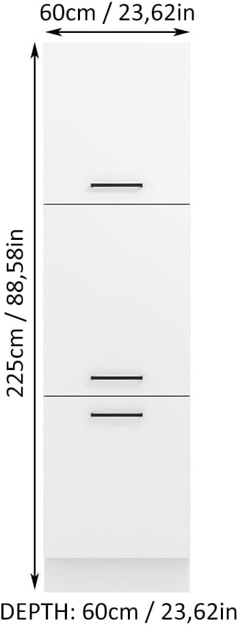 Madesa Hazel 3 Door Pantry Kitchen Storage Cabinet with 5 Compartments 89 Inch Tall Wooden Organization Unit - White