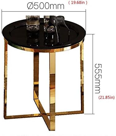 Telephone Table, Living Room Sofa Side Table,Tray Side Table,Golden Coffee Table,Small Round Table,Stainless Steel Side Table,Telephone Tables,2 Colors (Gold+black-19.68 * 21.85in